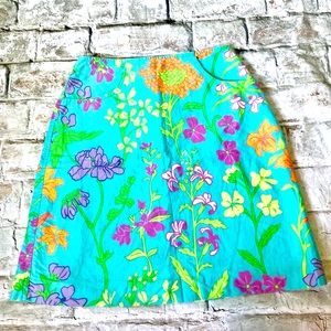 Lilly Pulitzer Floral Skirt Sz 4 100% Cotton